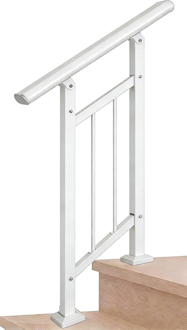 Hand Rails for Outdoor StepsStair Handrail & Indoor Stair Railing KitRailings for Outdoor Steps for Fence & Outdoor Steps (2 Step-White)