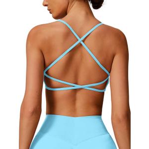 ABOCIW Womens Seamless Backless Sports Bra Open Back Strappy Workout Bras Low Support Criss-Cross Yoga Gym Bra, Size: S