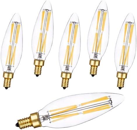 CREATE BRIGHT Edison Light Bulbs E12 Dimmable Candelabra LED Light Bulbs 100W Equivalent，B11 High Brightness Daylight White 5000K，Clear Glass，5 Pack