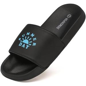 INMINPIN Kids Boys Girls Slides Sandals Comfort Non-Slip Beach Pool Shower Shoes Indoor Outdoor (Little Kid/Big Kid), Size -3