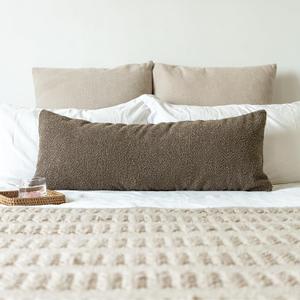 14x36 inch Boucle Lumbar Pillow Cover, Brown Woven Texture Neutral Long Pillow Cover Breathable Cushion Case for Couch Sofa Bed Living Room Home Decor (Cover Only)