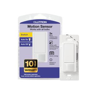 Lutron Maestro Motion Sensor Light Switch Indoor for Bathroom, Garage, Laundry Room, Any Bulbs, Occupancy Vacancy Sensor, Single-Pole, MS-OPS2-WH, White (1 Pack)