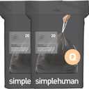 simplehuman Code Q 40 Count, Genuine Odorsorb Custom Fit Liners, Drawstring Odor Absorbing Trash Bags in Dispenser Packs, 50-65 Liter / 13-17 Gallon