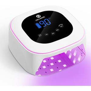 Cordless UV LED Nail Lamp, 80W Rechargeable Nail Dryer with 4 Timers, Atmosphere Light & Mirror Base, UV Light for All Gel Nails, Ideal for Training,Nail Art Practice,Home & Salon Use (White)