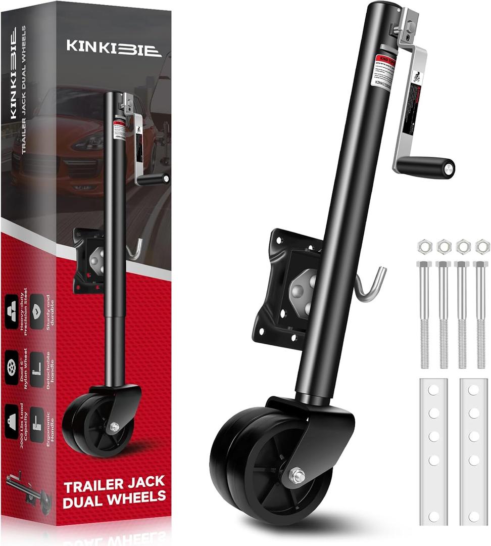 Trailer Jack 2000 lbs with 6" Dual Wheels-Heavy Duty for 15.7" Lift-RV Boat Trailer Tongue Jack