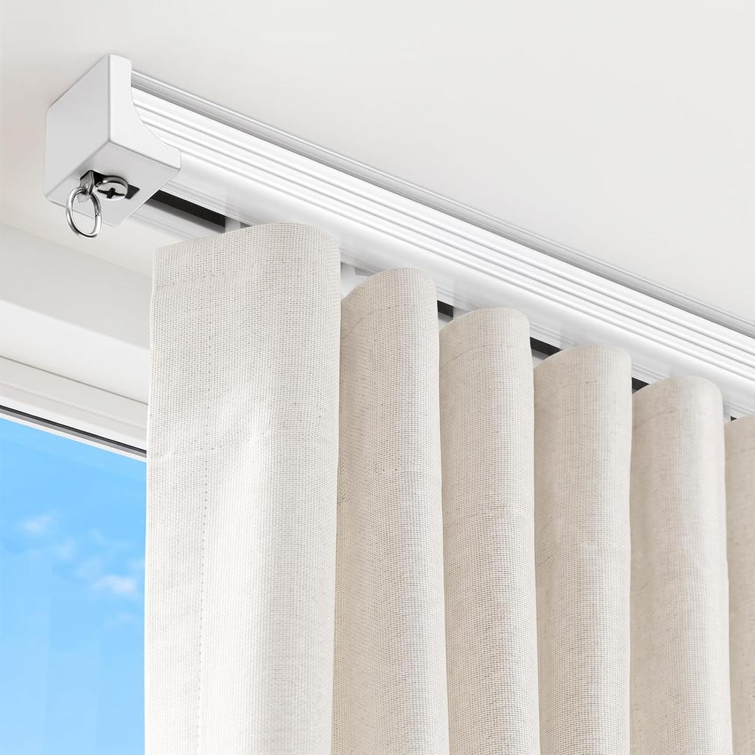 Ceiling Curtain Track 6–9 ft, White, Ceiling/Wall Mount Curtain Rail