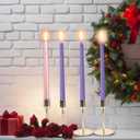 2 x 4 Pack Advent Taper Candles Premium Hand Dipped 10in Unscented Christmas Taper Candles - Ideal for Seasonal Celebrations, Holidays, Church, Celebration, Party