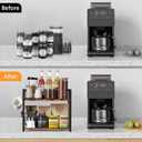 RUILALIFE Coffee-Bar-Station-Organizer Shelf for Countertop, 2 Tiers Kitchen Counter Shelf Riser, Wooden Spice Rack Organizer, Coffee Bar Accessories(Rustic Brown, Large)