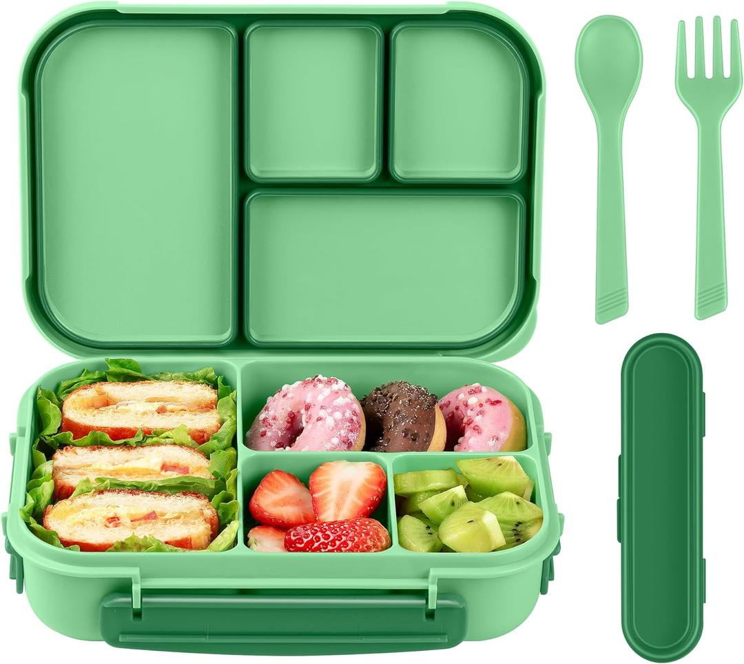 Lunch Box Kids,Bento Box Adult,Leakproof Lunch Containers for Adults/Kids/Toddler,1200ML-4 Compartments bento Lunch box with Utensil,Microwave & Dishwasher & Freezer Safe (Cyan)