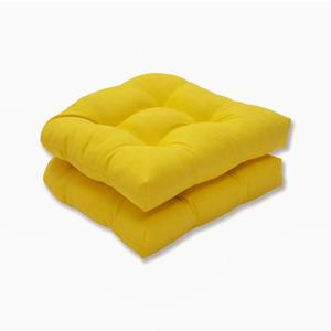 Pillow Perfect 550435 Outdoor/Indoor Fresco Tufted Seat Cushions (Round Back), 19" x 19", Yellow, 8 Pack