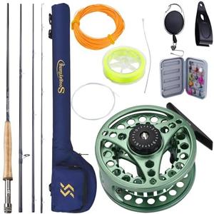 Sougayilang 5/6 Weight 9ft Fly Rod, 4-Piece Graphite Rod, Die Cast Aluminum Reel, Carrying Case, Fly Box & Fishing Flies Combo Starter Kit