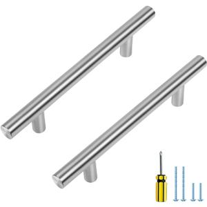 Ravinte 5 Pack 4 inch Brushed Nickel Cabinet Pulls Kitchen Cabinet Handles 6-3/8" Overall Length Satin Nickel Kitchen Cabinet Pulls