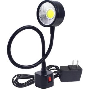 Led Magnetic Work Light 300mm Flexible Gooseneck lamp 500 Lumens 120 Volt for Sewing Machine Lathe Milling Drill Press Industrial Lighting (Magnets Base, 5W)