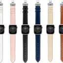 Genuine Leather Bands Compatible with Apple Watch Band Series 10 9 8 7 6 5 4 3 2 1 Ultra SE 49mm 46mm 45mm 41mm 44mm 40mm 42mm 38mm Women Men Top Calfskin for iWatch Wristband Replacement Strap (Black-Silver Butterfly Buckle)