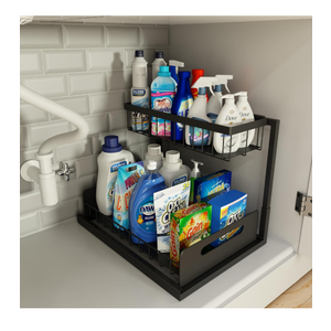 Under Sink Organizer – Perfect 2 Tier Under Sink Organizers and Storage | Kitchen Sink Organizer, Under Kitchen Sink Organizer, Sink Organizer, Under the Sink Organizer for a Clutter-Free Space