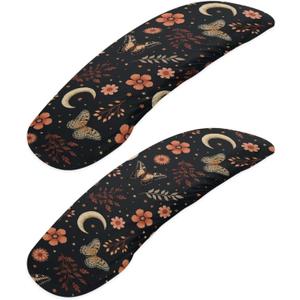 2 Piece Chair Armrest Slipcovers, Moon Butterfly Floral Print Office Chair Arm Covers Washable, Skin Friendly Stretchy Office Chair Armrest Covers