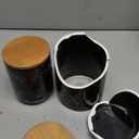 Kendiis Ceramic Canister Set of Only 2 for Kitchen Countertop Storage, Black Food Storage Containers Jars with Airtight Wood Lids for Flour, Sugar, Coffee, Tea & Spices, Modern Countertop Decor