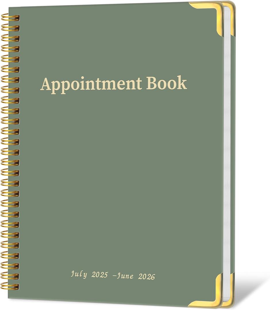 Appointment Planner 2025-2026 Hourly Organizer from 7am - 10 pm, Weekly & Monthly Hourly Schedule Planner from July 2025 - June 2026, 9" x 11"-Green