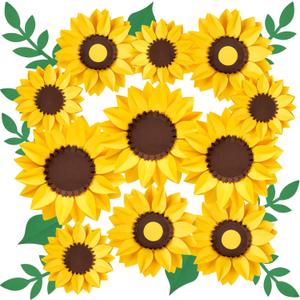 PATTEPOINT 11PCS Paper Flowers Decorations for Wall,Spring Artificial Sunflowers Bulletin Board Decoration 3D Giant Paper Flowers for Party Wedding Baby Shower Tea Party Backdrop Decor