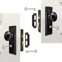 Mortise Lock Set Interior Door with Skeleton Key, Antique Vintage Door Knobs Replacement Hardware Fits 1-3/8" - 1-3/4" Thick Doors, Black, 2 Pack