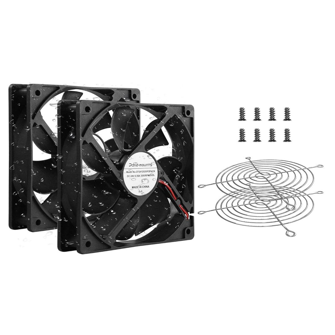 24V DC 120mm 4.72inch High-Speed Moisture-Proof IP44 Exhaust Muffin Cooling Fan-3000RPM Cooling Solution for Humid Environment 2-Pack