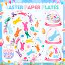 Honeydak 210 Pcs Easter Plates and Napkins Serve 30 Pastel Colorful Bunny 7" and 9" Rabbit Plates Napkins and Forks Tableware for Spring Holiday Easter Party Table Decor Supplies