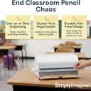 2 x SimplyImagine Pencil Dispenser for Classroom - White Acrylic Pencil Parking Organizer 10.5x5.5x4 in - Fits 50 No. 2 Pencils with Manual Rolling Knob - Teacher Must Haves Gadgets & Desk Decor