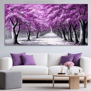 YCPRIMER Purple Wall Art for Living Room Forest Pictures for Bedroom Wall Decor Landscape Large Prints for Wall Decor Nature Canvas Painting Artwork for Walls Contemporary Home Decoration 20×40IN