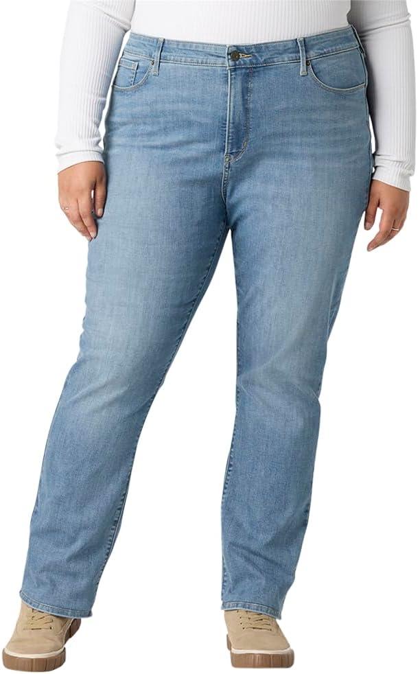 Levi Strauss Signature Gold Women's Totally Shaping Straight Jeans Mid Rise Stretch Denim Curvy, Cinque Azure, 10