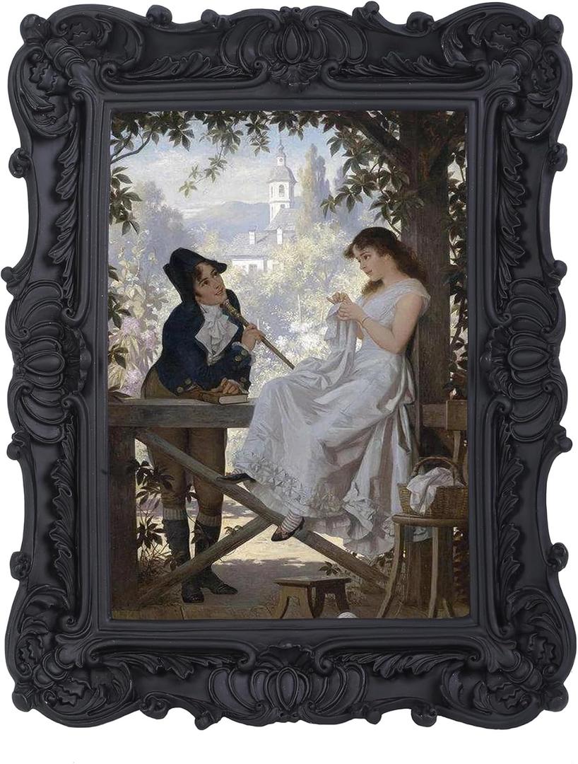 Antique Picture Frames 5x7 Vintage Victorian Ornate Picture Frames with Front Glass Wall Mount and Tabletop Gothic Home Decor Retro Gallery Wall Art,1 Pack,Black