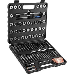 Anfrere 84pc Tap and Die Set in SAE & Metric Sizes, Standard Tap Set and Die Tool Set for Threading and Rethreading Internal and External Threads, M3-M12 Thread Repair Kit
