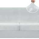 ZNSAYOTX Oversized Velvet 3 Piece Couch Cover with 2 Extra Large Seat Cushion Covers Stretch Sofa Cover for 2 Cushion Couch Thick Soft Loveseat Sofa Slipcover (Silver Grey),72"-92"(2 Cushions)