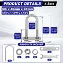 4 Sets M8 U Bolts 1-1/2 Inch Wide, 5/16" x 1-1/2"W x 3-1/2"L Stainless Steel U Bolt Heavy with Nuts, Bolt Plate and Washers (4, M8 x 40mm x 97mm)