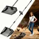 Chicken Poop ScooperRake 2-in-1,Adjustable Rubber Grip Stainless Steel Shovel Head, Adjustable Handle(23 to 65"), Small Farm Animals for Pet Waste Cleaning Chicken Coop Scoop Accessories