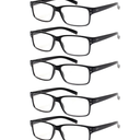 Reading Glasses 5 Pairs Quality Readers Spring Hinge Glasses for Reading for Men and Women (5 Pack Black, 2.00)