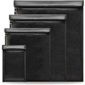 OFASIZEN Faraday Bags, Anti-Tracking Faraday Cage, Set of 4 Sizes for Laptops, Tablets, Phones and Car Keys, RFID Signal Blocker Pouch, Fireproof & Waterproof (Black)
