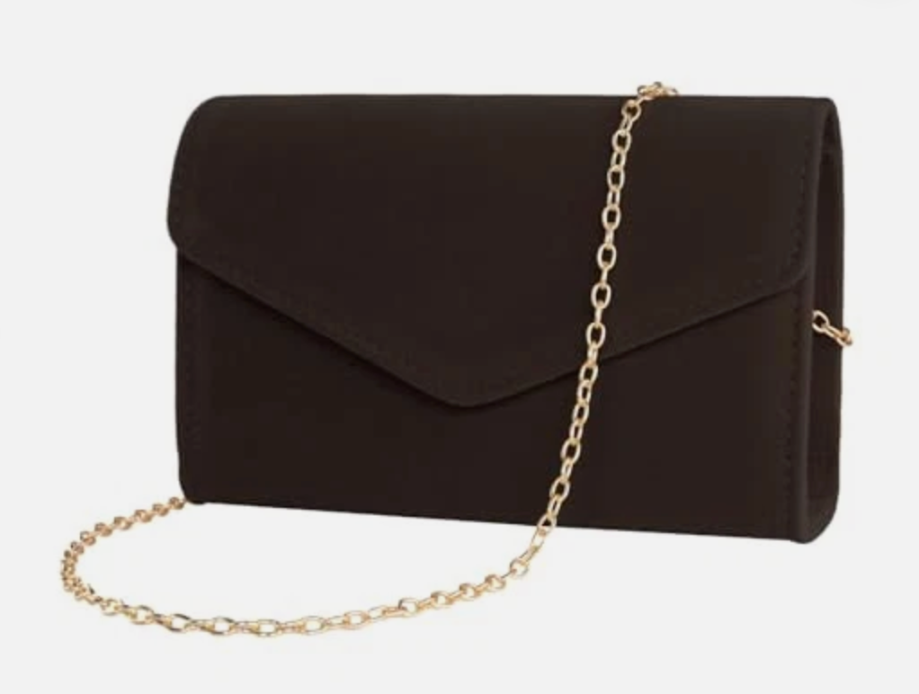 Clutch Purses for Women Evening Bag Faux Suede Formal Party Wedding Dark Brown