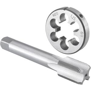Burkit M20 X 1.25 Tap and Die Set, M20 x 1.25 Machine Thread Tap and Round Die Right Hand