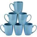 Bruntmor Ceramic Coffee Mug Set of 6 - Unique Tea and Coffee Mug Set - Microwavable, Dishwasher Safe - Bulk Mugs - Blue