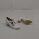DREAM PAIRS Low Chunky Heels for Women T-Strap Mary Jane Pumps Wedding Dress Shoes (8, White/Pu)
