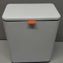 Mbillion Kitchen Compost Bin Hanging Trash Can with Lid 2.1 Gallon Stainless Steel Garbage Can for Kitchen Cabinet Door Mounted Trash Can Under Sink Door RV Bathroom,White