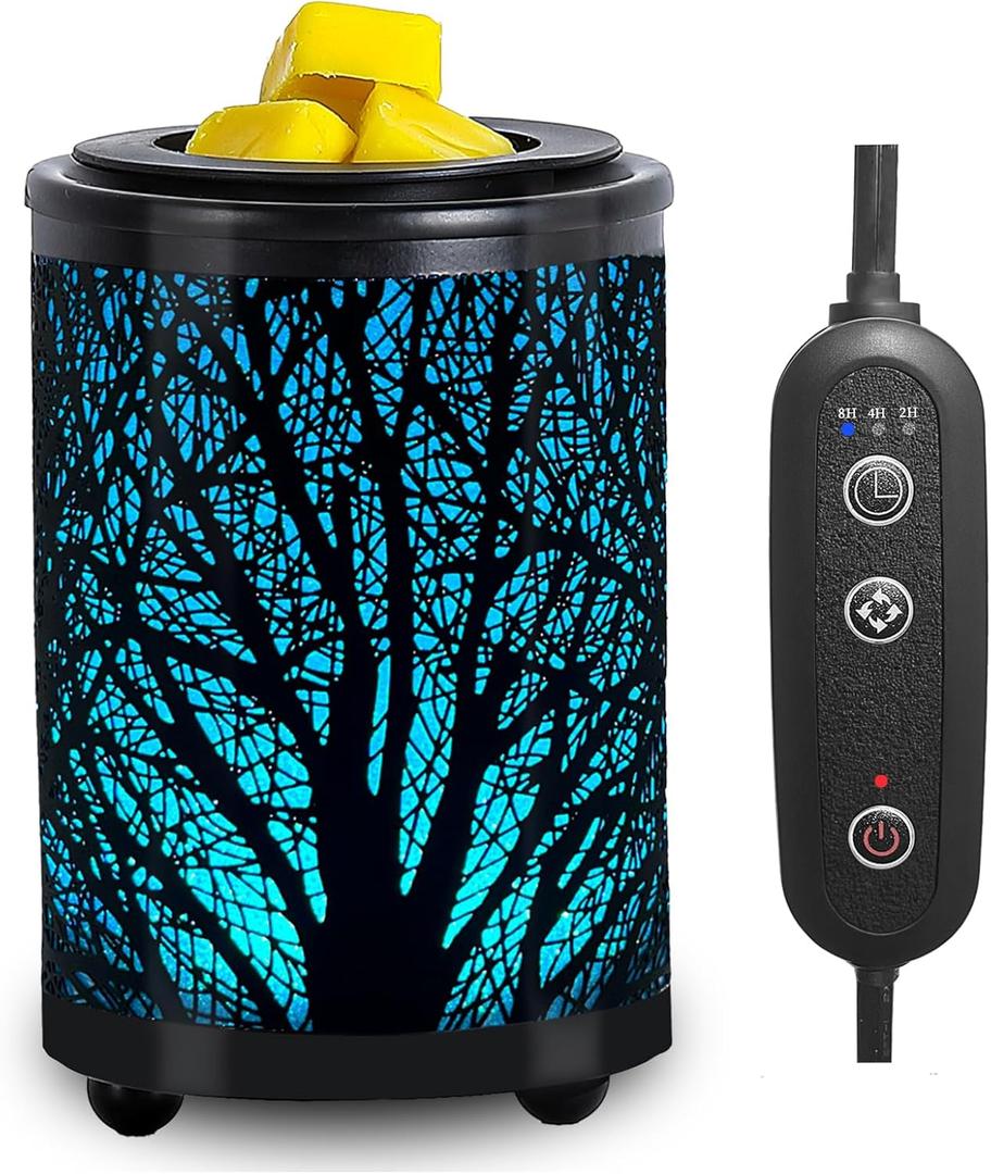 Leyoue Electric Wax Melt Warmer with Timer - PTC Heating Plate & 7 Colors LED Changing Light, Fragrance Warmer for Home, Office, Gifts & Decor (Black Forest) (New Timer Function)