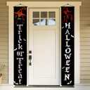 Halloween Door Banners 2pcs Trick or Treat and Halloween Sign 12x71 Inch Skeleton Witch Porch Banner Hallo ween Decorations Outdoor Front Door Entryway Hanging Gothic Decor