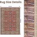 Rugland 8x10 Area Rugs - Stain Resistant Washable Area Rug, Anti Slip Backing Rugs for Living Room, Bedroom Vintage Tribal Area Rugs (8x10, Burgundy)