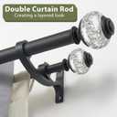 Double Curtain Rods 72 to 144 Inches(6-12 Feet) with Solid Aluminum Alloy Brackets, 1 Front and 5/8 Back Telescoping Drapery Rod for Windows, Heavy Duty Decorative Curtain Rods, Matte Black