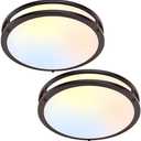 2-Pack 36W LED Ceiling Lights, 12inch Oil-Rubbed Bronze Flush Mount Light Fixtures 3600LM 2700K/3000K/4000K/5000K/6500K Adjustable Ceiling Lights, Modern Dimmable Lighting for Kitchen Hallway Bedroom