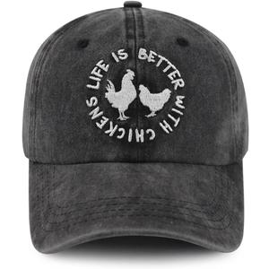 Tbstlumd Funny Life is Better with Chickens Hat for Women Men, Adjustable Cotton Embroidered Farm Baseball Cap