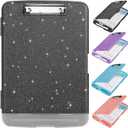 Glitter Clipboard with Storage,Storage Clipboard with Pen Holder,A4 Binder Clip Boards 8.5x11 with Low Profile Clip,Side Opening Sparkle Clipboards,Plastic Clipboards Folder for Office Supplies-Black