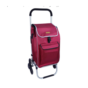 MeetYr Life Grocery Cart Foldable Aluminum Frame Lightweight and Rust-Resistant with Climbing Tricycle Wheels Removable Bag and Luggage Elastic for Supermarkets, Flea Markets(Burgundy)