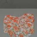 SHENHE Women's Floral Strapless Tube Top Sexy Mesh Sleeveless Boho Knot Front Bandeau Crop Tops, Medium